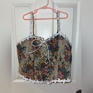 0XL SHEIN floral zip corset
